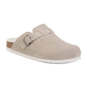 NEW CUSHIONAIRE Suede Fur Lined Buckle Clogs 2511 3M2